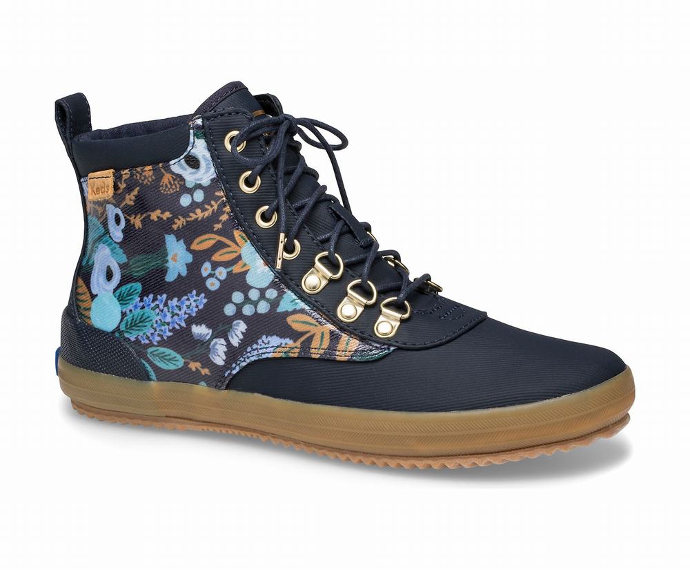 Women's Keds x Rifle Paper Co Scout Water-Resistant Garden Party Camp Boots Navy Multicolor 0579182C